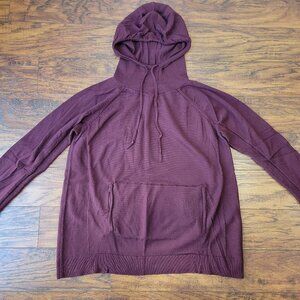 AWAY Travel Burgundy Red Merino Wool Drawstring Pullover Hoodie sz 1X EUC